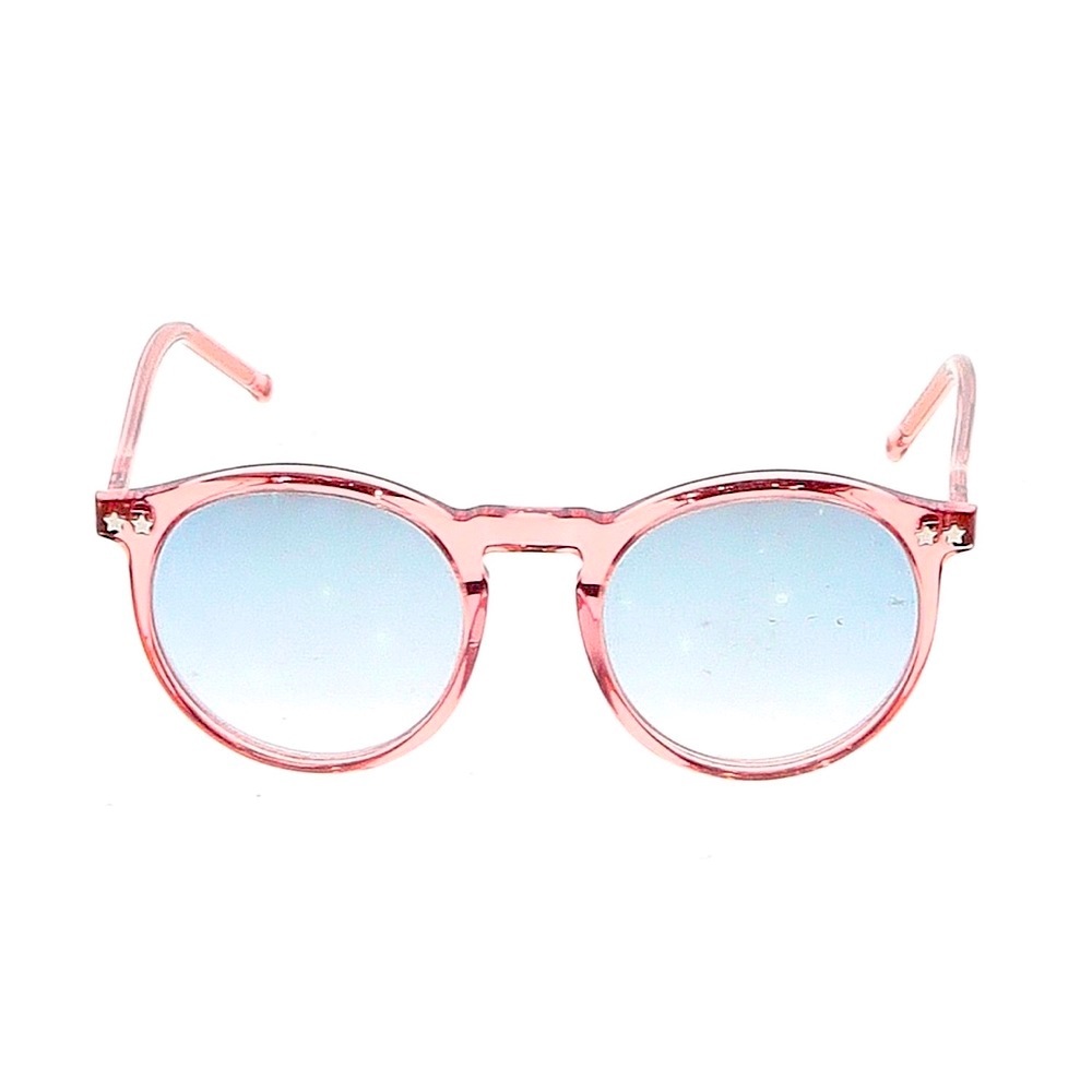 Wildfox Pink Lucite Mirrored Round Sunglasses